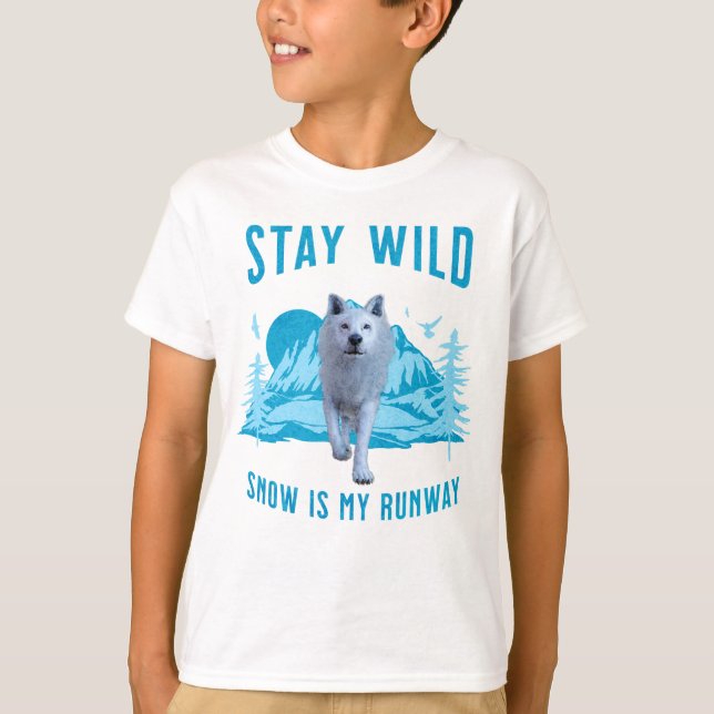 T-shirt Restez Sauvage Loup Arctique (Devant)