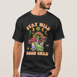 T-shirt Restez sauvage Lune Enfant Grenouille Champignons