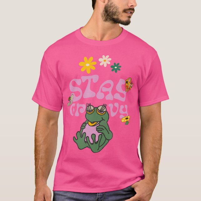 T-shirt Restez Super Disko Party Hippie Frog (Devant)
