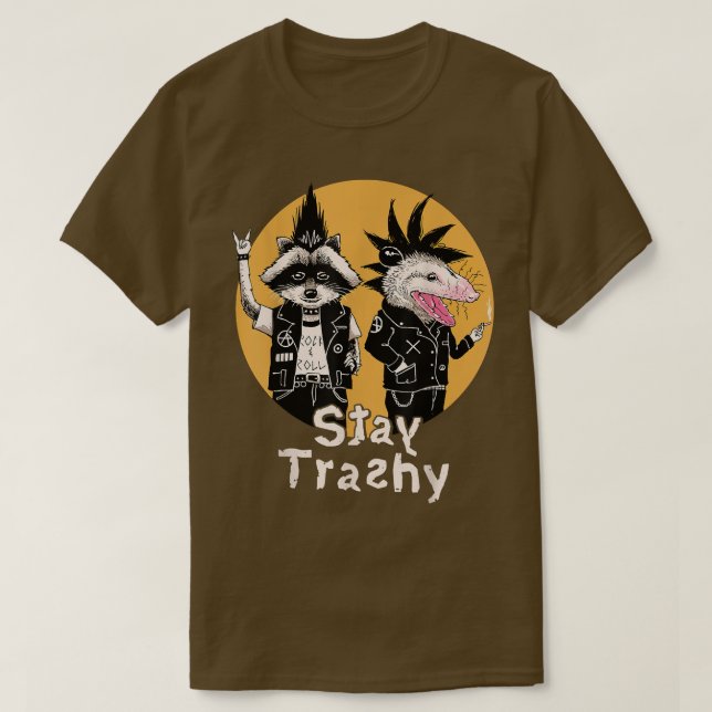 T-shirt Restez Trashy Funny Raccoon Opossum Retro  (Design devant)