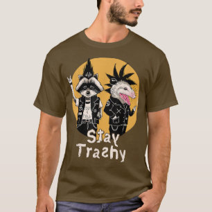 T-shirt Restez Trashy Funny Raccoon Opossum Retro 