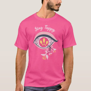 T-shirt Restez Trippy Oeil rose floral psychédélique