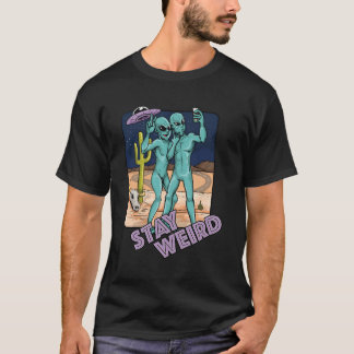 T-shirt Restez un Alien Alien Alien