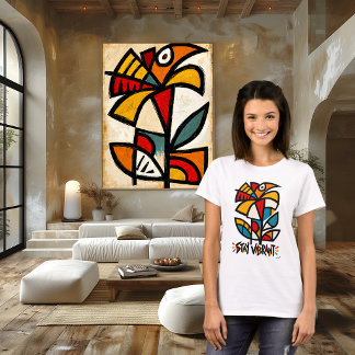T-shirt Restez Vibrant Marigold Coloré Abstrait Art Tribal