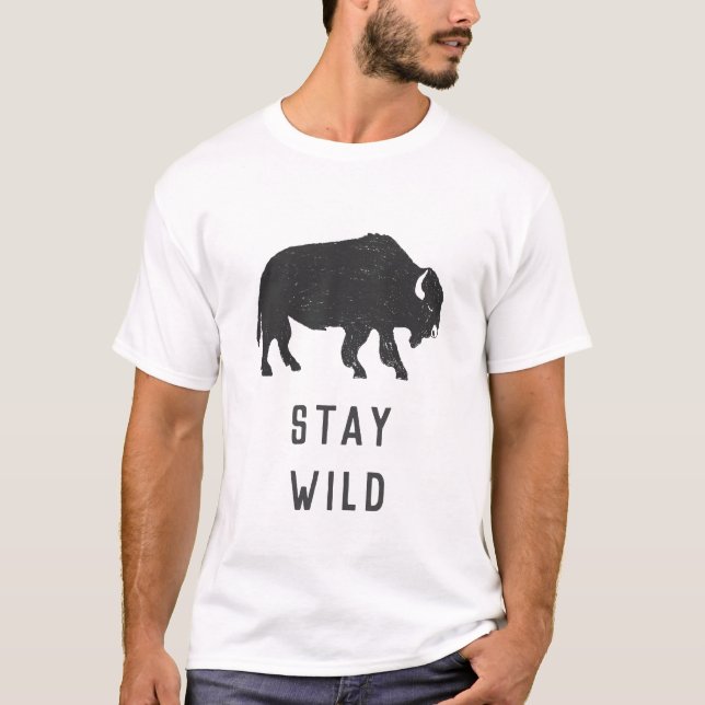 T-shirt Restez Wild Buffalo Silhouette (Devant)