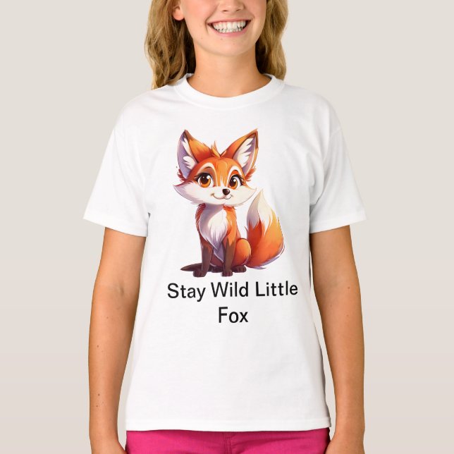 T-shirt Restez Wild Little Fox mignonne Nature-Inspiré ren (Devant)