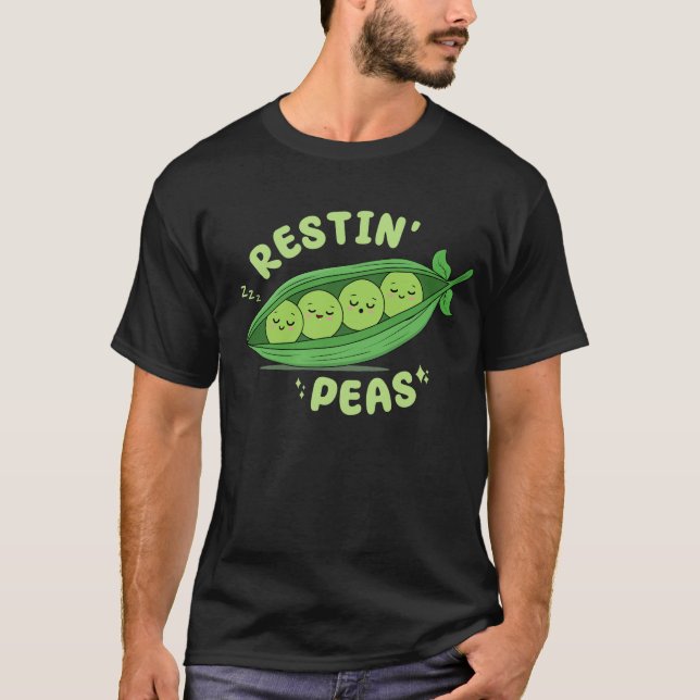 T-shirt Restin' Peas Cute Kawaii Funny Food Pun (Devant)