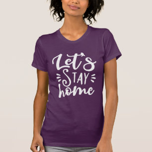 T-shirt Restons à la maison violet