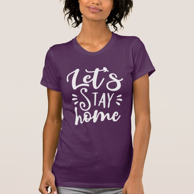 T-shirt Restons à la maison violet (Devant)