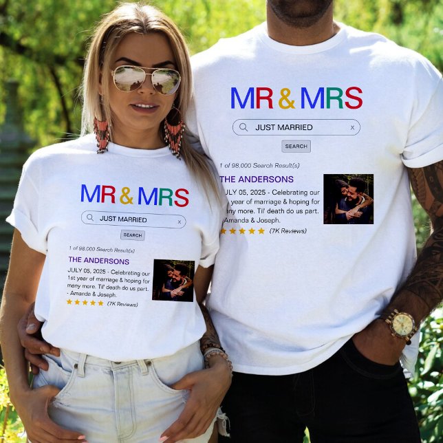 T-shirt Résultat de la recherche sur le site Web M. & Mme  (Website Search Result Mr & Mrs Just Married T-Shirt
)