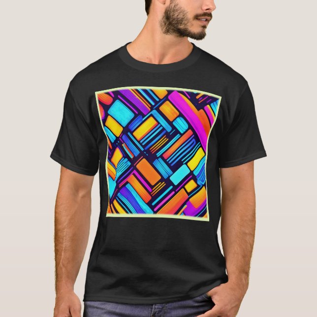 T-shirt Résumé géométrique néon (Devant)