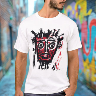 T-shirt Résumé Tribal Face - Burgundy Gras & Noir Urbain