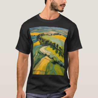 T-shirt Résumé Zone agricole et champ vert vague