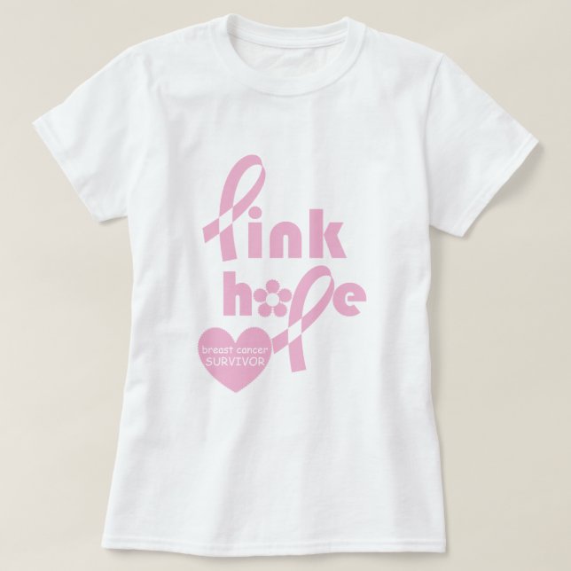 T-shirt Résurvivant du cancer du sein rose Ruban (Design devant)