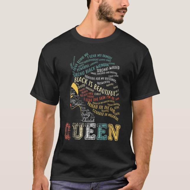 T-shirt Ret d'autonomisation de la reine d'ébène noire d'A (Devant)