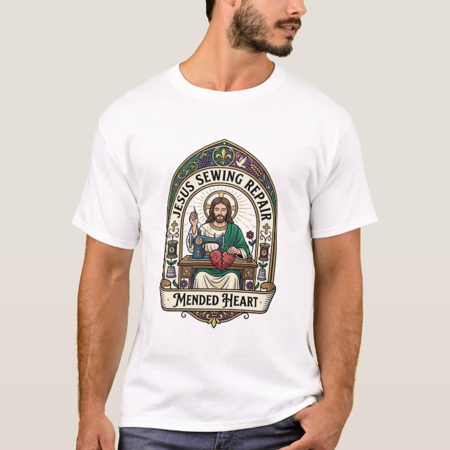 T-shirt Rétablissement de couture de Jésus Réparation de c (Devant)
