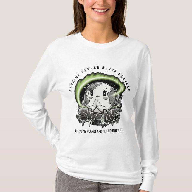 T-shirt Rethink Reduce Reuse Recycle Save Earth (Devant)