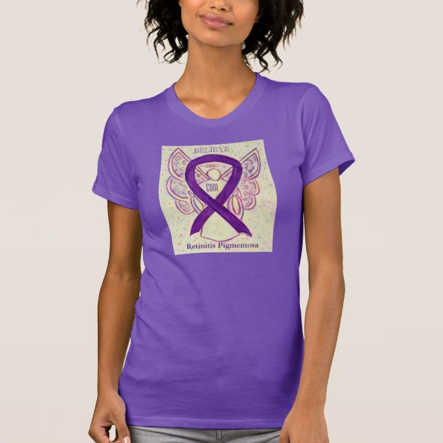 T-shirt Rétinite Pigmentosa Purple Awareness Ribbon Shirt (Devant)