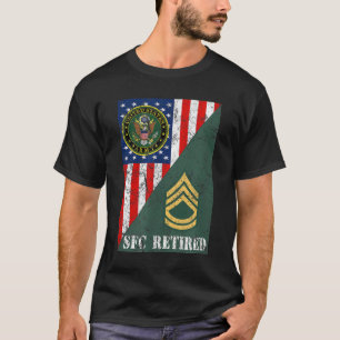 T-shirt Retired Army Sergeant First Class Half Rank & Flag
