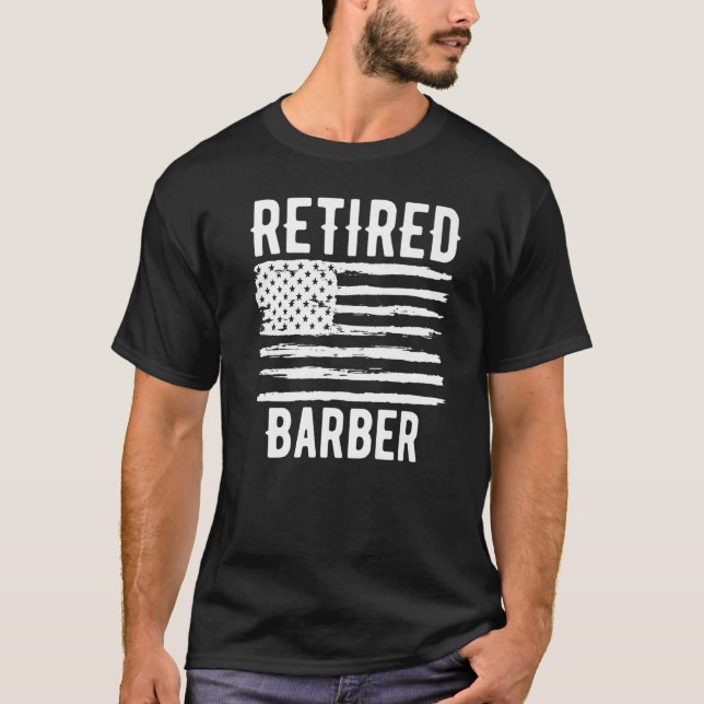 T-shirt Retired Barber Profession American Flag Premium (Devant)