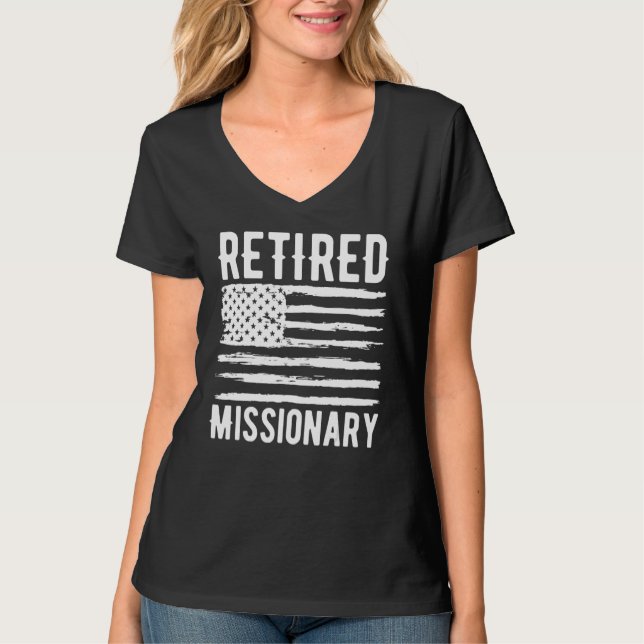 T-shirt Retired Missionary Profession American Flag (Devant)