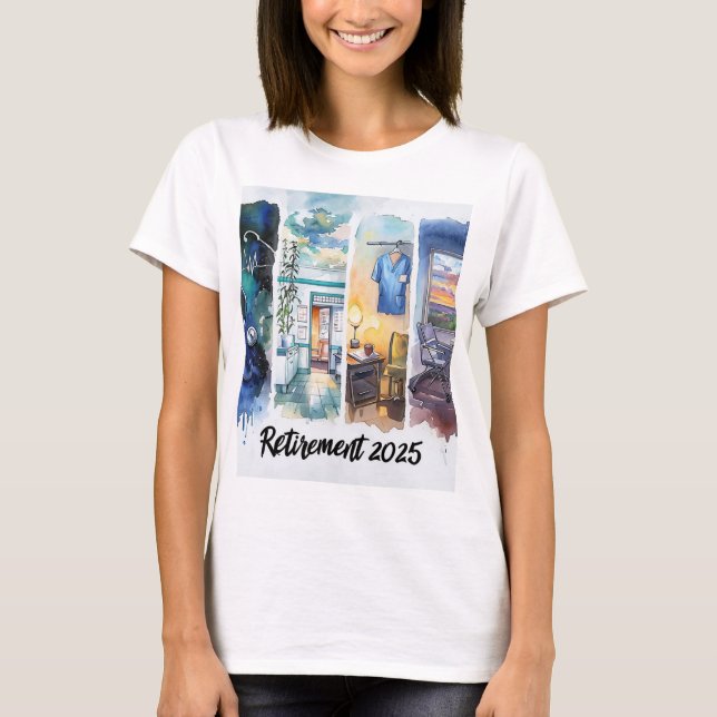 T-shirt Retired Nurse 2025 – Scrubs Off, Dine On! (Devant)