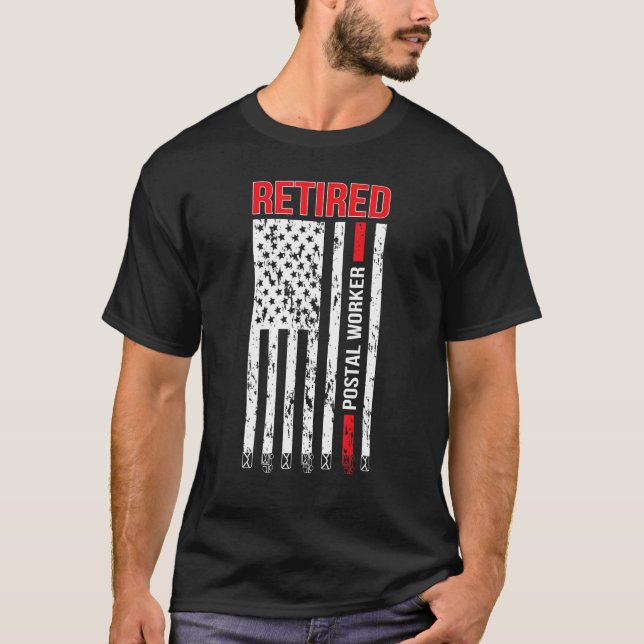 T-shirt Retired Postal Worker Us Flag Mailman Retirement 2 (Devant)