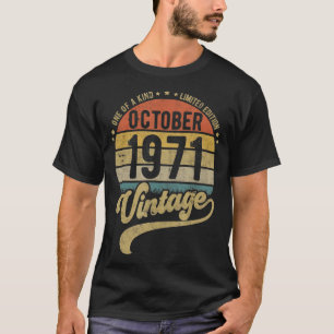 T-shirt Reto Vintage 49th Birthday Born in October 1971
