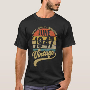 T-shirt Reto Vintage 75e Anniversaire 75 Ans Né À Ju