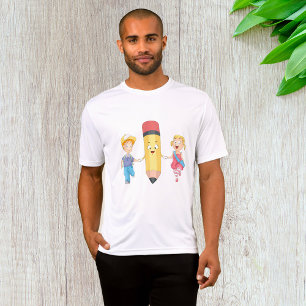 T-shirt Retour à la caricature scolaire Joyeux crayon et e