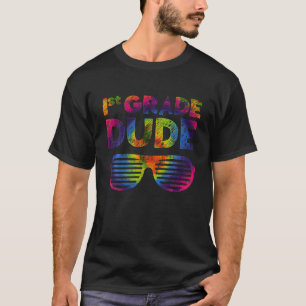 T-shirt Retour À L'École 1Ème Année Dude Tie Dye Lunettes 