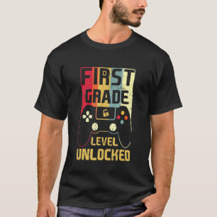 T-shirt Retour À L'École 1Ème Année Jeu Vidéo Déverrouillé