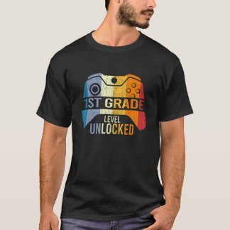 T-shirt Retour à l'école 1re année Niveau débloqué Enseign