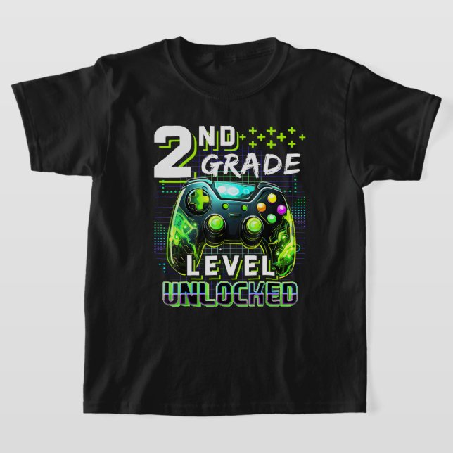 T-shirt Retour à l'école 2e année Garçons Niveau gamer dév (Poser)