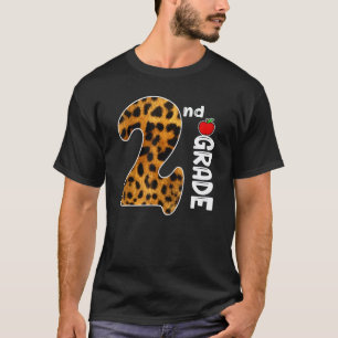 T-shirt Retour à l'école 2e année léopard pour l'étudiant