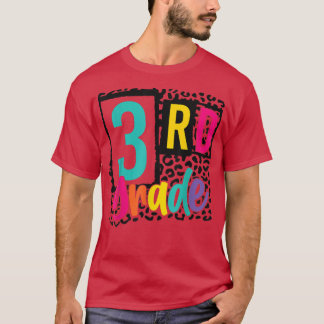 T-shirt Retour à l'école 3e année Leopard Premier jour de