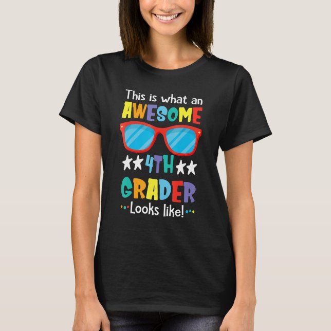 T-shirt Retour à l'école 4e année Magnifique 4e niveau Loo (Devant)