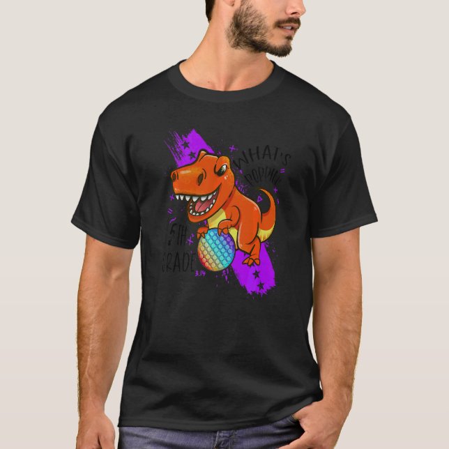 T-shirt Retour à l'école 5e année Dinosaur Pop It Fidget V (Devant)
