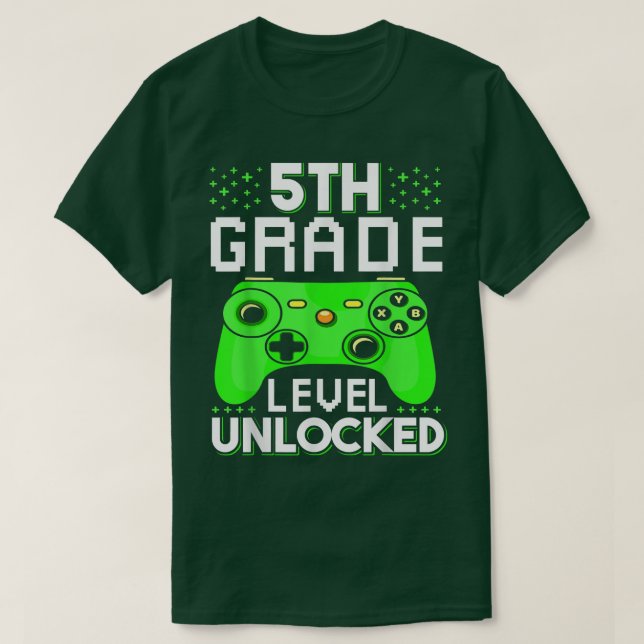 T-shirt Retour à l'école 5e année niveau jeu vidéo déverro (Design devant)