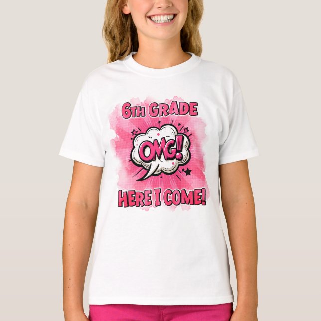 T-shirt Retour à l'école 6e année style comique (Devant)