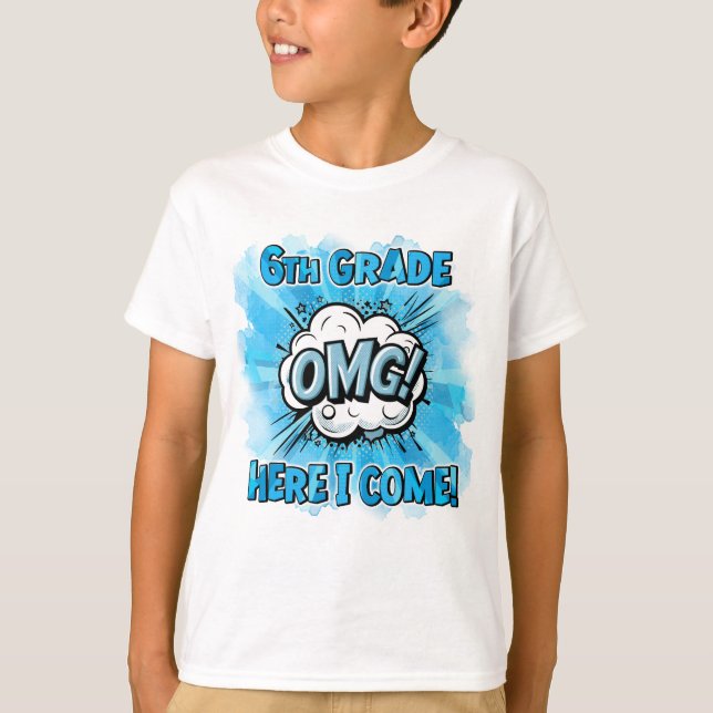 T-shirt Retour à l'école 6e année style comique (Devant)