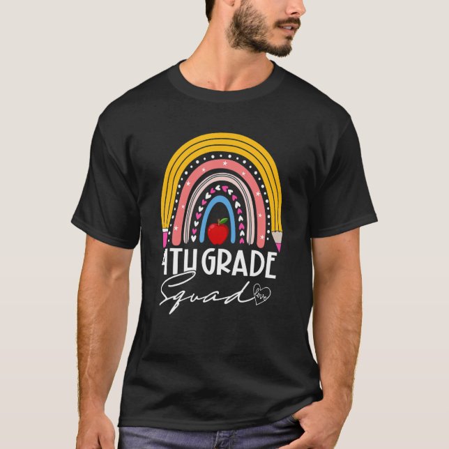 T-shirt Retour À L'École Arc-en-Ciel 4e Classe (Devant)
