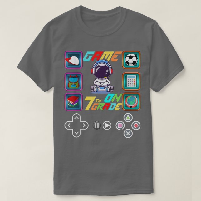 T-shirt Retour à l'école astronaute 7e année jeu sur le dé (Design devant)