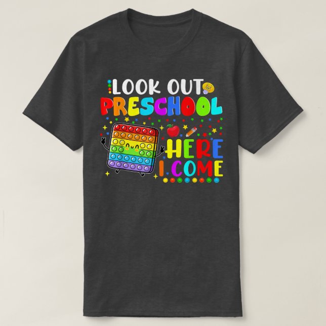 T-shirt Retour à l'école, attention préscolaire j'arrive  (Design devant)