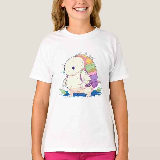 T-shirt Retour à l'école Axolotl Kawaii Dessin (Devant)
