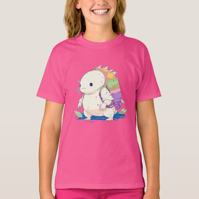 T-shirt Retour à l'école Axolotl Kawaii Dessin (Devant)