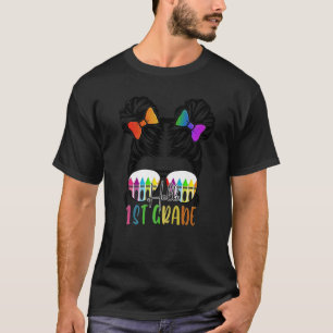 T-shirt Retour À L'École Bonjour 1ère Année Première Messy