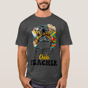 T-shirt Retour à l'école Chorale enseignant Messy Bun Musi