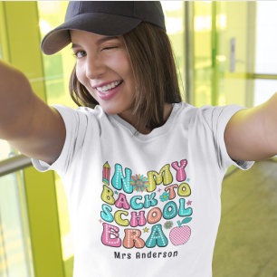 T-shirt Retour à l'école coloré rétro professeur