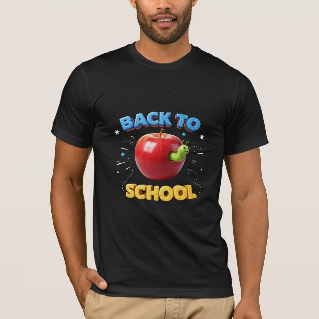 T-shirt Retour à l'école - Conception 3D d'une pomme migno (Devant)